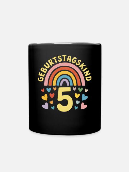 5. Geburtstag Geburtstagskind Regenbogen - Tasse einfarbig - Schwarz