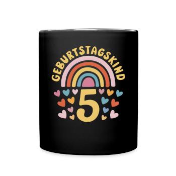 5ème anniversaire fille arc-en-ciel - Mug uni - noir - Devant