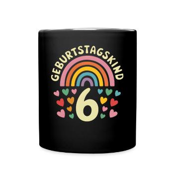 6ème anniversaire fille arc-en-ciel - Mug uni - noir - Devant