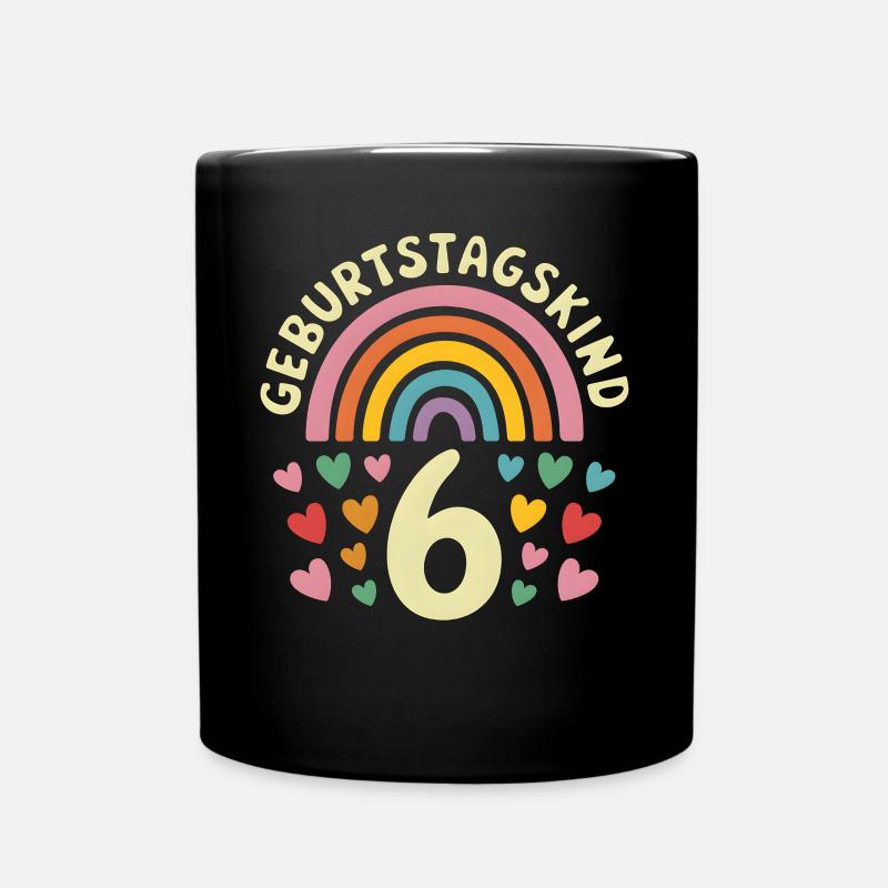 6. Geburtstag Geburtstagskind Regenbogen - Tasse einfarbig - Schwarz