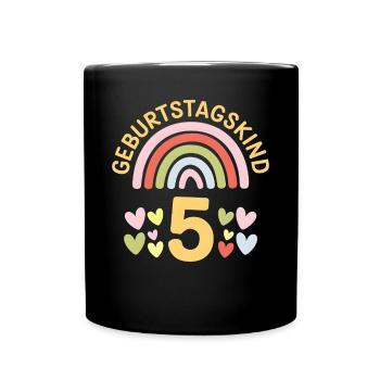 5ème anniversaire fille arc-en-ciel - Mug uni - noir - Devant