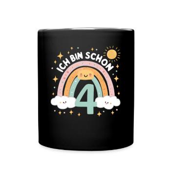 4th Birthday Shirt Rainbow Cloud - Full Colour Mug - black - Front