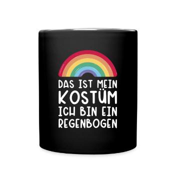 Das ist mein Kostüm Regenbogen Fasching Karneval - Tasse einfarbig - Schwarz - Vorne