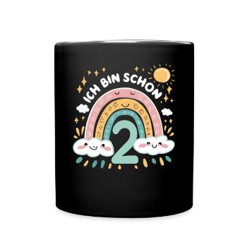 2nd Birthday Shirt Rainbow Cloud - Full Colour Mug - black - Front