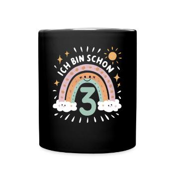 3rd Birthday Shirt Rainbow Cloud - Full Colour Mug - black - Front