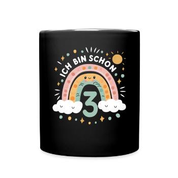 3rd Birthday Shirt Rainbow Cloud - Full Colour Mug - black - Front