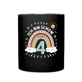 4th Birthday Shirt Rainbow Cloud - Full Colour Mug - black - Front