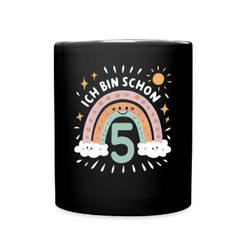 Chemise 5ème anniversaire Nuage Arc-en-ciel - Mug uni - noir - Devant