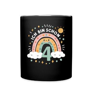 4th Birthday Shirt Rainbow Cloud - Full Colour Mug - black - Front