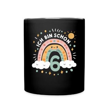 6th Birthday Shirt Rainbow Cloud - Full Colour Mug - black - Front