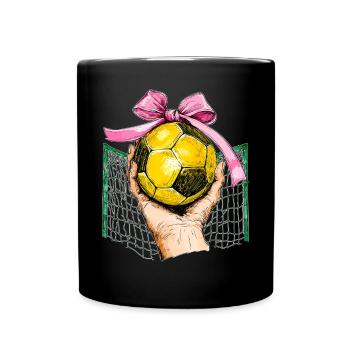 Coquette Bow Handball Mothers Day Pink Ribbon Mom - Full Colour Mug - black - Front