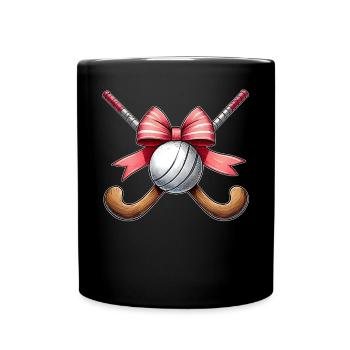 Coquette Bow Hockey sur gazon bâton balle fête des mères - Mug uni - noir - Devant