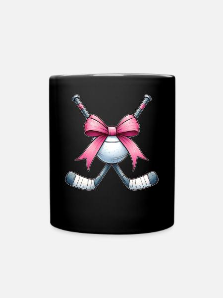 Coquette Bow Street Hockey Stick Ball Mothers Day - Full Colour Mug - black