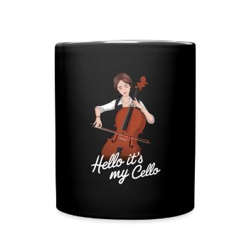 Hello it's my Cello Cellistin - Tasse einfarbig - Schwarz - Vorne