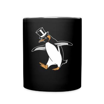 Pingouin élégant dansant joyeusement avec un chapeau haut de forme - Mug uni - noir - Devant