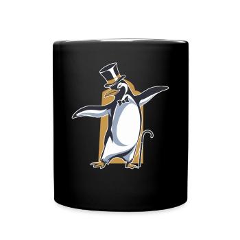 Pinguin Im Frack Mit Zylinder Beim Tanzen - Tasse einfarbig - Schwarz - Vorne
