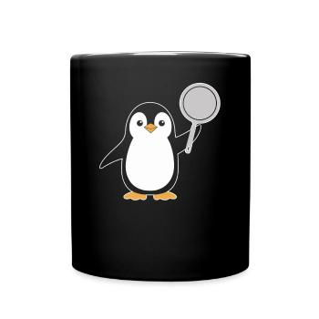 Penguin with pan illustrations for - Full Colour Mug - black - Front