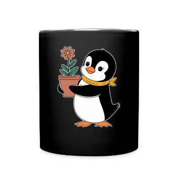 Pingouin de jardinage avec fleur pour - Mug uni - noir - Devant