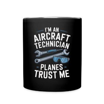 Flugzeugtechniker Avionik Wartung Flughafen - Tasse einfarbig - Schwarz - Vorne