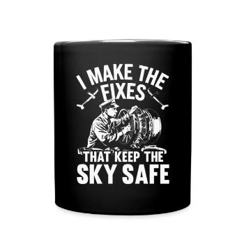 Aircraft Technician Avionics Maintenance Airport - Full Colour Mug - black - Front