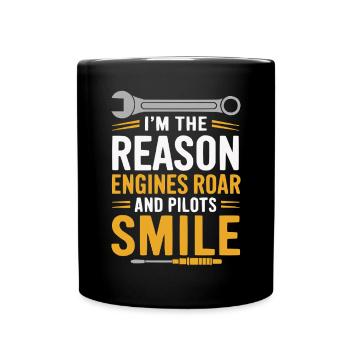 Aircraft Technician Avionics Maintenance Airport - Full Colour Mug - black - Front