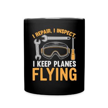 Aircraft Technician Avionics Maintenance Airport - Full Colour Mug - black - Front