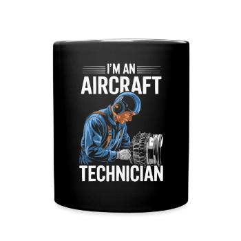 Aircraft Technician Avionics Maintenance Airport - Full Colour Mug - black - Front