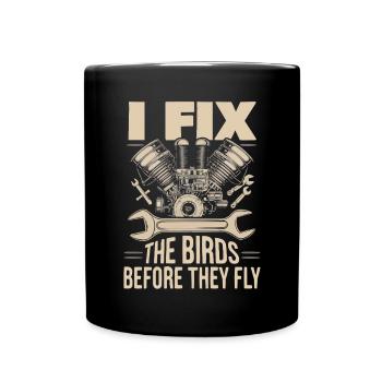 Aircraft Technician Avionics Maintenance Airport - Full Colour Mug - black - Front