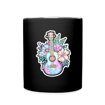 Ukulele Comic-Stil - Tasse einfarbig - Schwarz - Vorne
