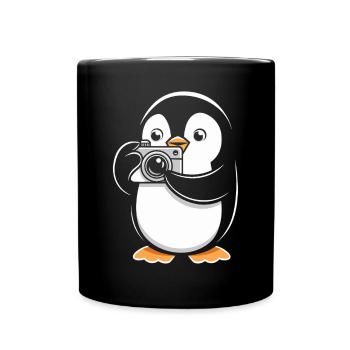 Penguin With Camera Photographer Hobby Photography - Full Colour Mug - black - Front
