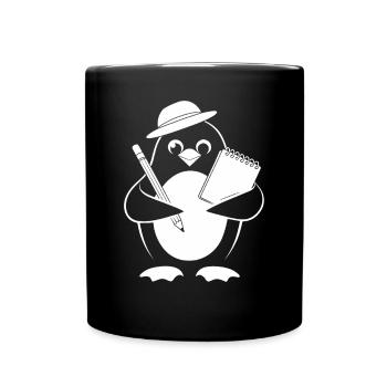 Penguin Journalist Reporter With Notebook - Full Colour Mug - black - Front