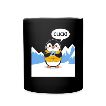 Funny Penguin Photographer Click Moment - Full Colour Mug - black - Front