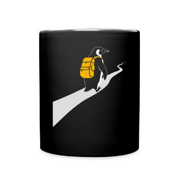 Pinguin hiking Hiking Hiker Abenteuer - Tasse einfarbig - Schwarz - Vorne