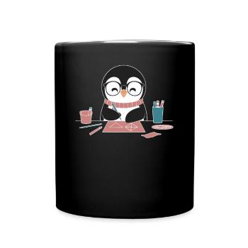 Penguin crafting fun for your creative crafting hobby - Full Colour Mug - black - Front