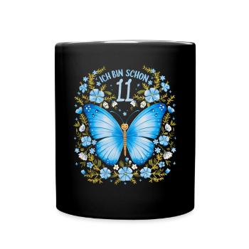 Fête d’anniversaire des enfants papillon 11e anniversaire - Mug uni - noir - Devant
