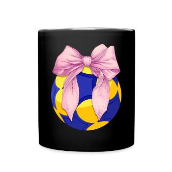 Coquette Bow Korfball Mothers Day Pink Ribbon Mom - Full Colour Mug - black - Front