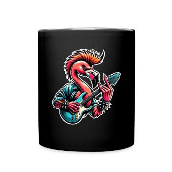 Flamingo Rock and Roll guitarist - Full Colour Mug - black - Front