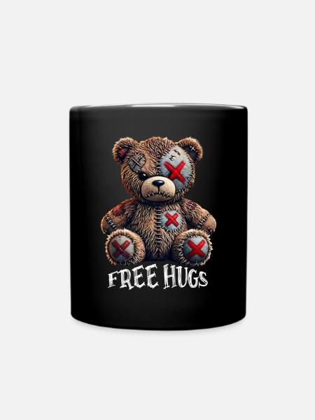 Kostenlose Umarmungen Teddybär - Tasse einfarbig - Schwarz