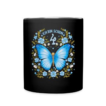 4th Birthday Butterfly Children's Birthday Party - Full Colour Mug - black - Front