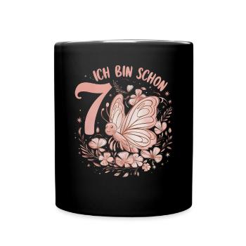 Fête d’anniversaire des enfants papillon 7e anniversaire - Mug uni - noir - Devant