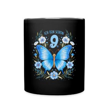 9e anniversaire papillon fête d’anniversaire des enfants - Mug uni - noir - Devant