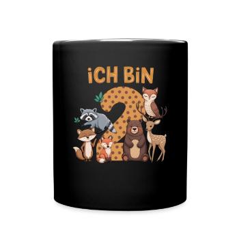 2nd Birthday 2 Years Forest Animals Forest Animals - Full Colour Mug - black - Front