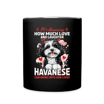 Mignon propriétaire de chien havanais - Mug uni - noir - Devant