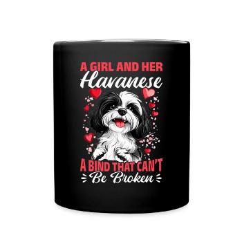Mignon propriétaire de chien havanais - Mug uni - noir - Devant