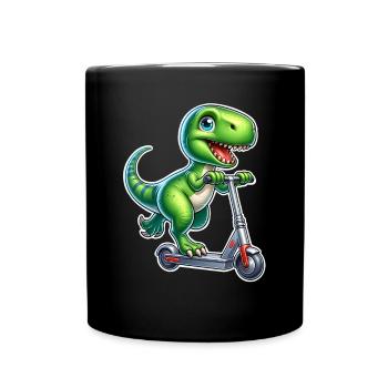 E-Scooter E-Roller T Rex Dino Scooter - Full Colour Mug - black - Front