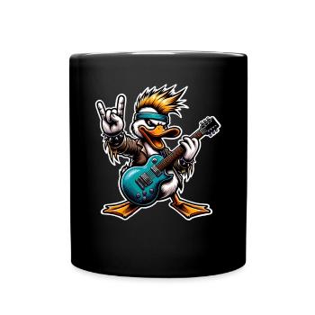 Ente Rock and Roll Gitarrist - Tasse einfarbig - Schwarz - Vorne