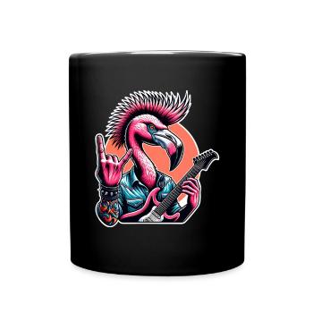 Flamingo Rock and Roll guitarist - Full Colour Mug - black - Front