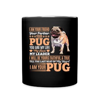 Mignon propriétaire de chien carlin - Mug uni - noir - Devant