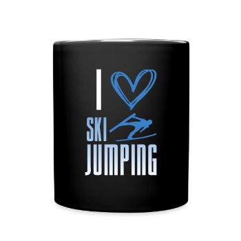 J’adore le saut à ski - sports d’hiver - Mug uni - noir - Devant
