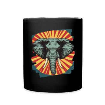 Elefant Retro - Tasse einfarbig - Schwarz - Vorne